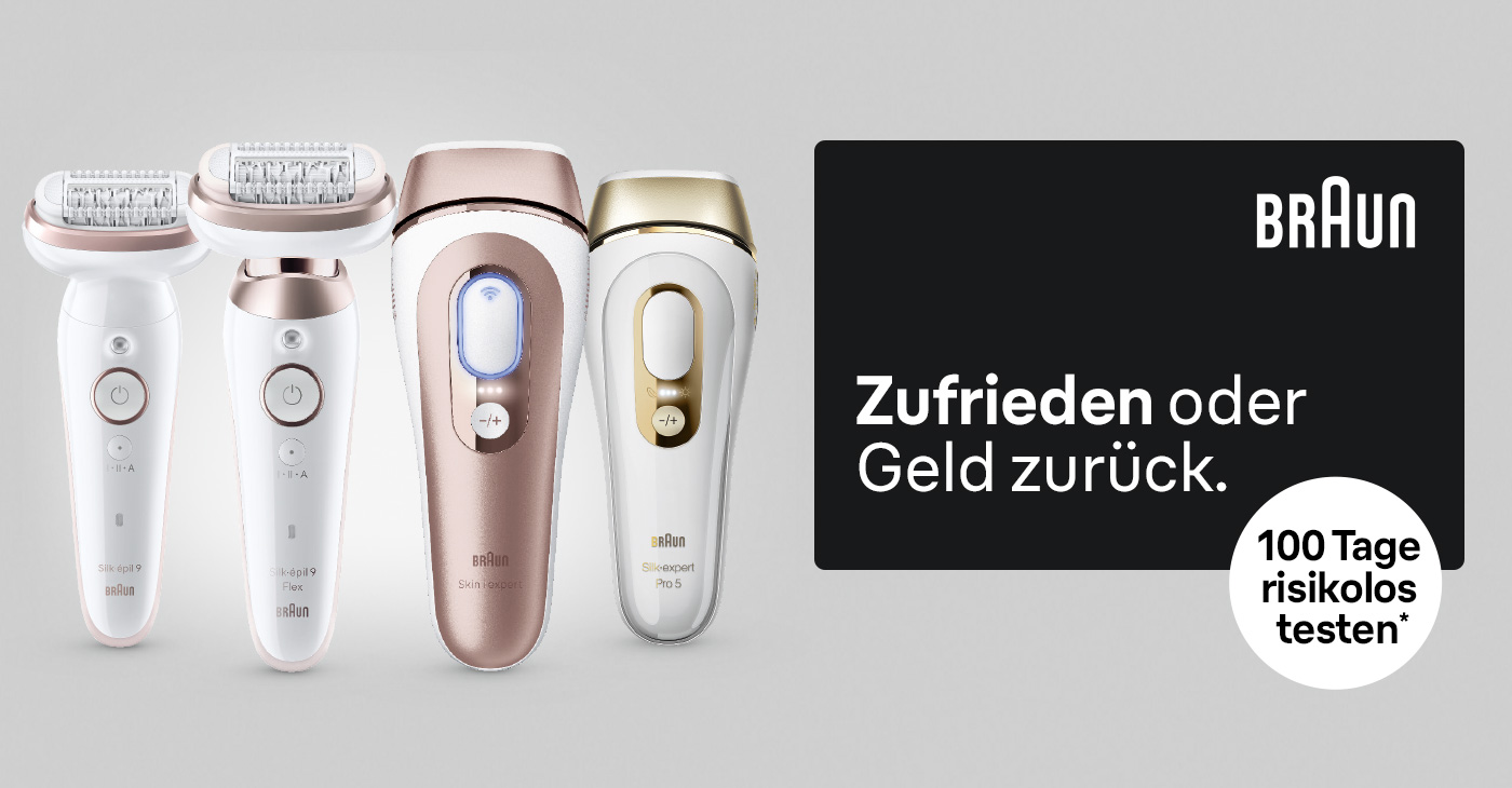 Sie können jetzt ganz unkompliziert und risikolos Braun Produkte für Damen testen.