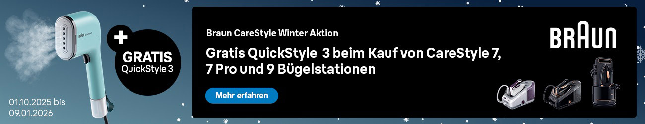 Gratis Braun Dampfglätter beim Kauf einer Braun Dampfbügelstation