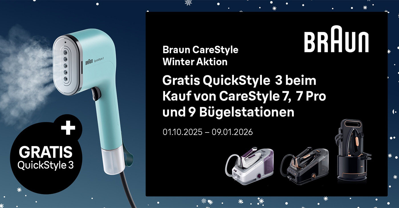 Gratis Braun Dampfglätter beim Kauf einer Braun Dampfbügelstation