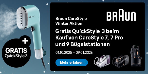 Gratis Braun Dampfglätter beim Kauf einer Braun Dampfbügelstation