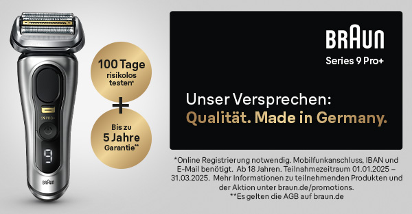 Braun Rasierer 100 Tage risikolos testen.