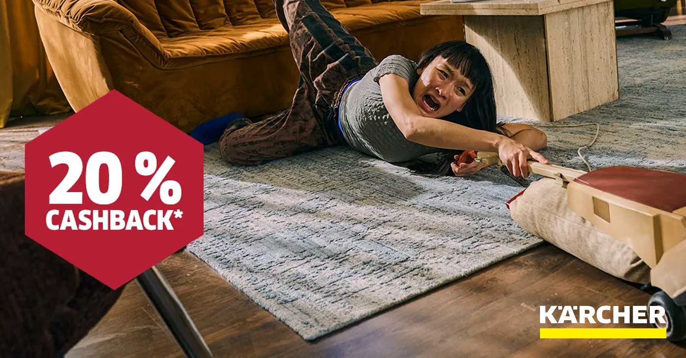 Jetzt einen Kärcher Bodenreiniger kaufen, online registrieren und 20% Cashback auf den Kaufpreis sichern.