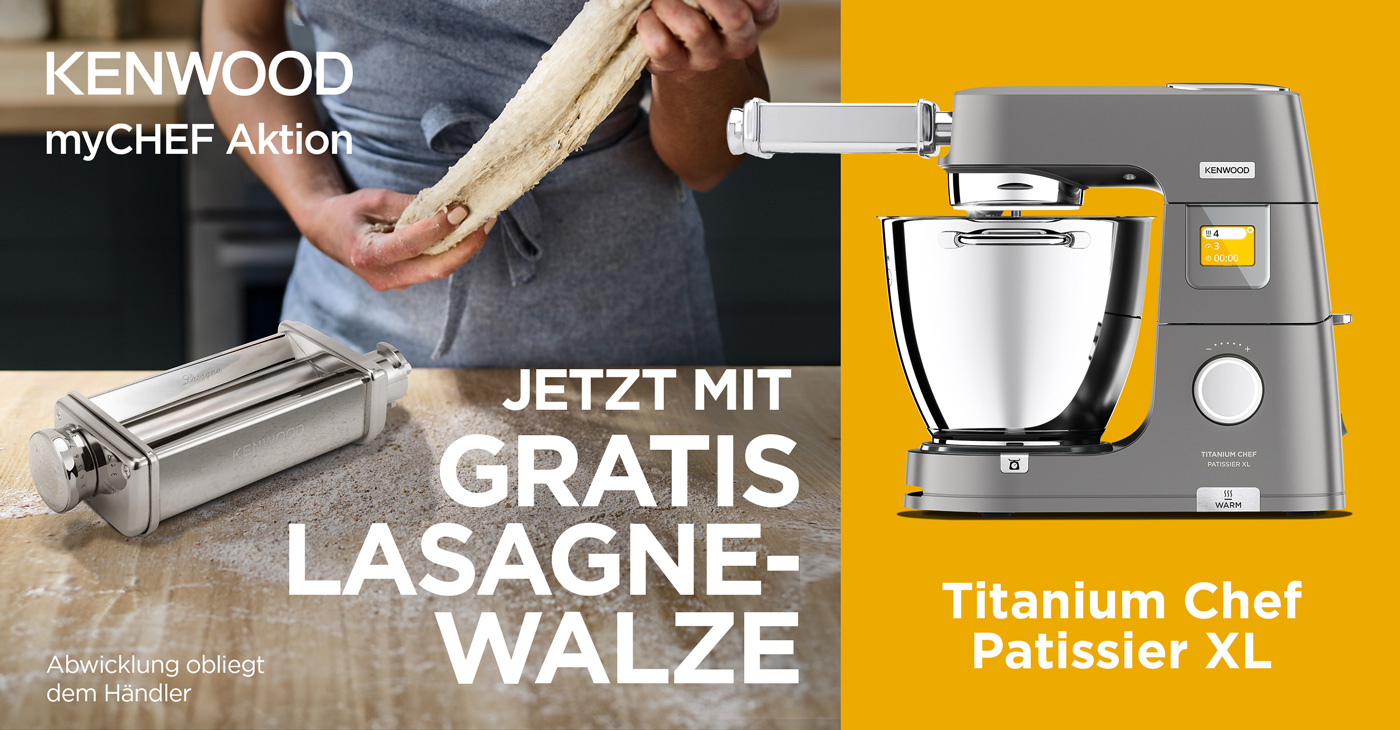 Gratis Lasagne-Walze beim Kauf einer Titanium Chef Patissier XL.