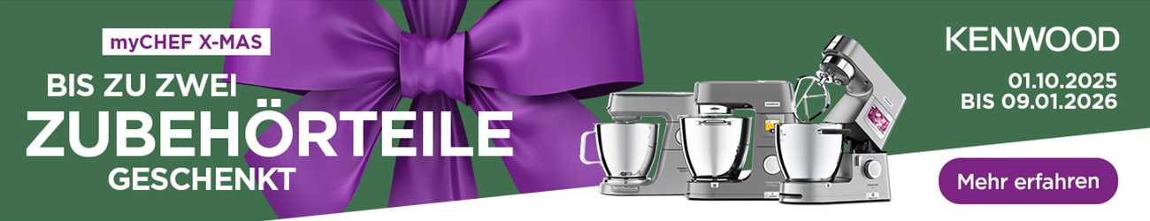 Kenwood myCHEF X-Mas Aktion: Bis zu zwei Zubehörteile geschenkt!