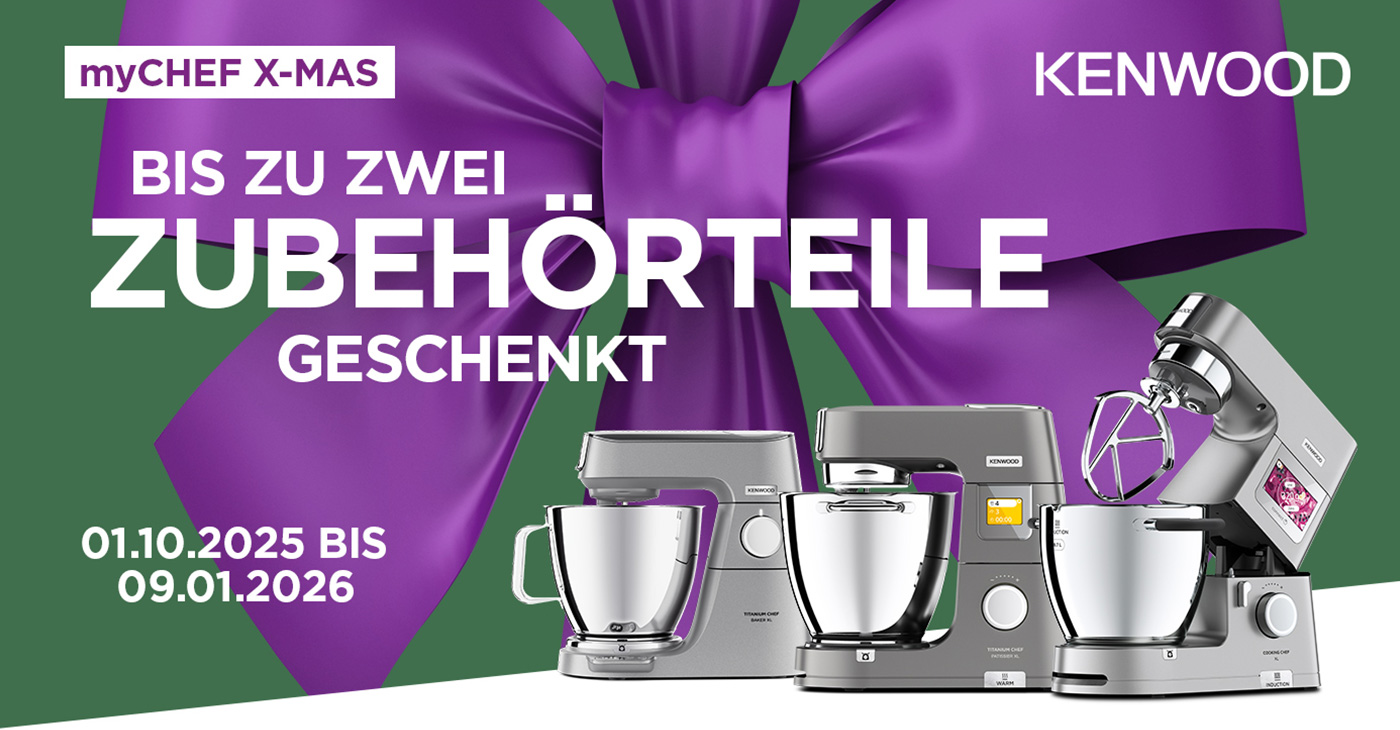 Kenwood myCHEF X-Mas Aktion: Bis zu zwei Zubehörteile geschenkt!