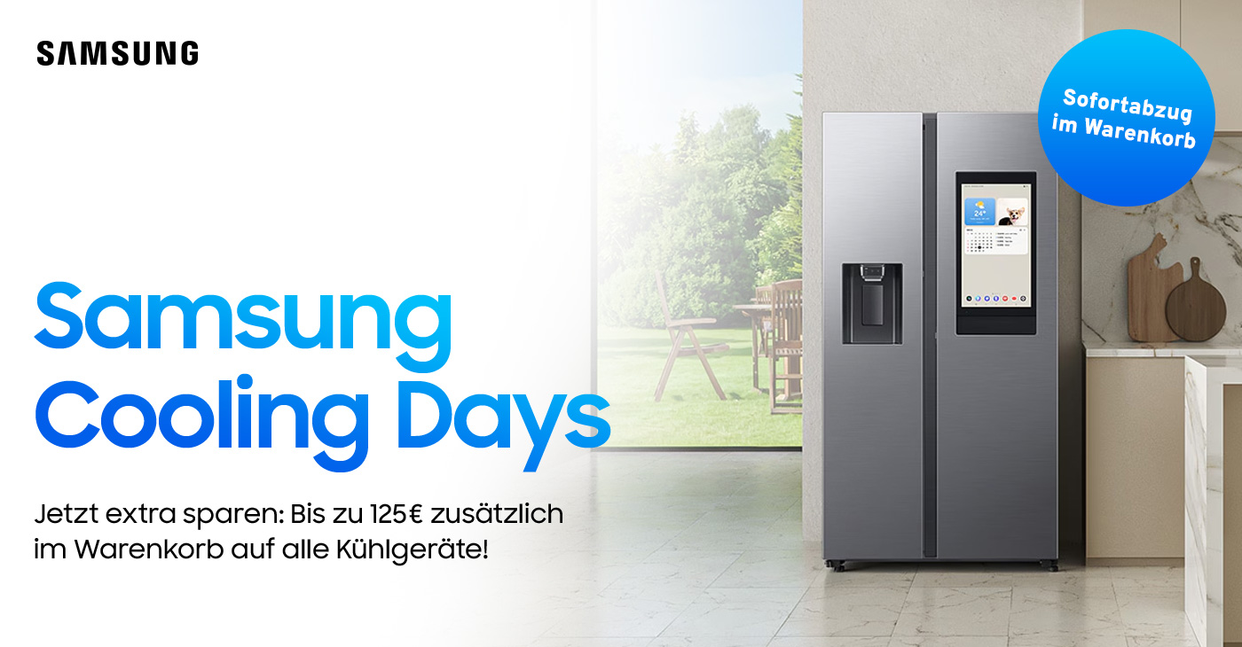Jetzt extra sparen: Bis zu 125 € zusätzlich im Warenkorb auf alle Samsung Kühlgeräte!