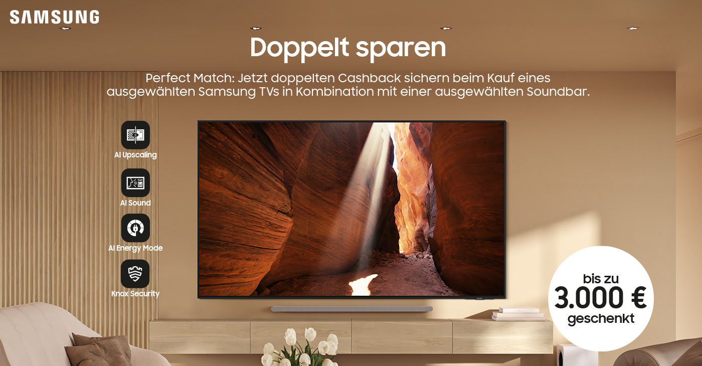 Jetzt ausgewählten Samsung TV kaufen & bis zu 3.000 €* sparen!