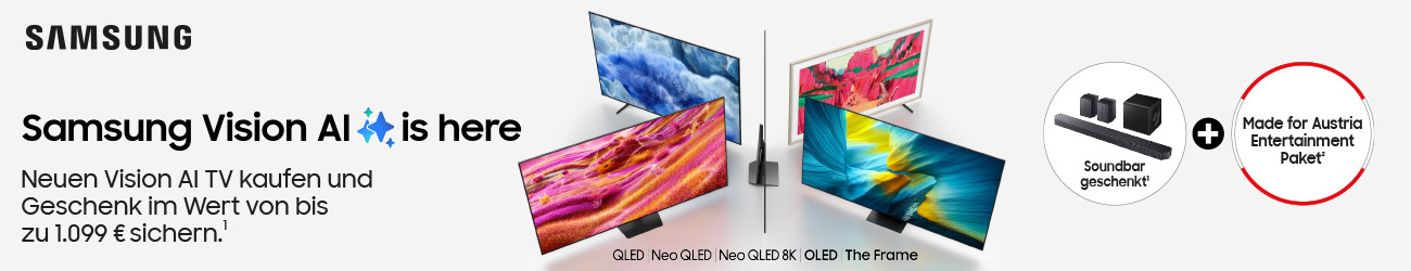 Jetzt ausgewählten Samsung Vision AI TV kaufen und ein attraktives Geschenk im Wert von bis zu 1.099€ erhalten.