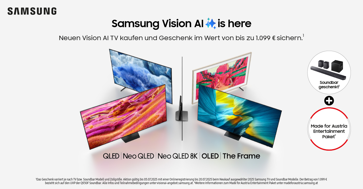 Jetzt ausgewÃ¤hlten Samsung Vision AI TV kaufen und ein attraktives Geschenk im Wert von bis zu 1.099â‚¬ erhalten.
