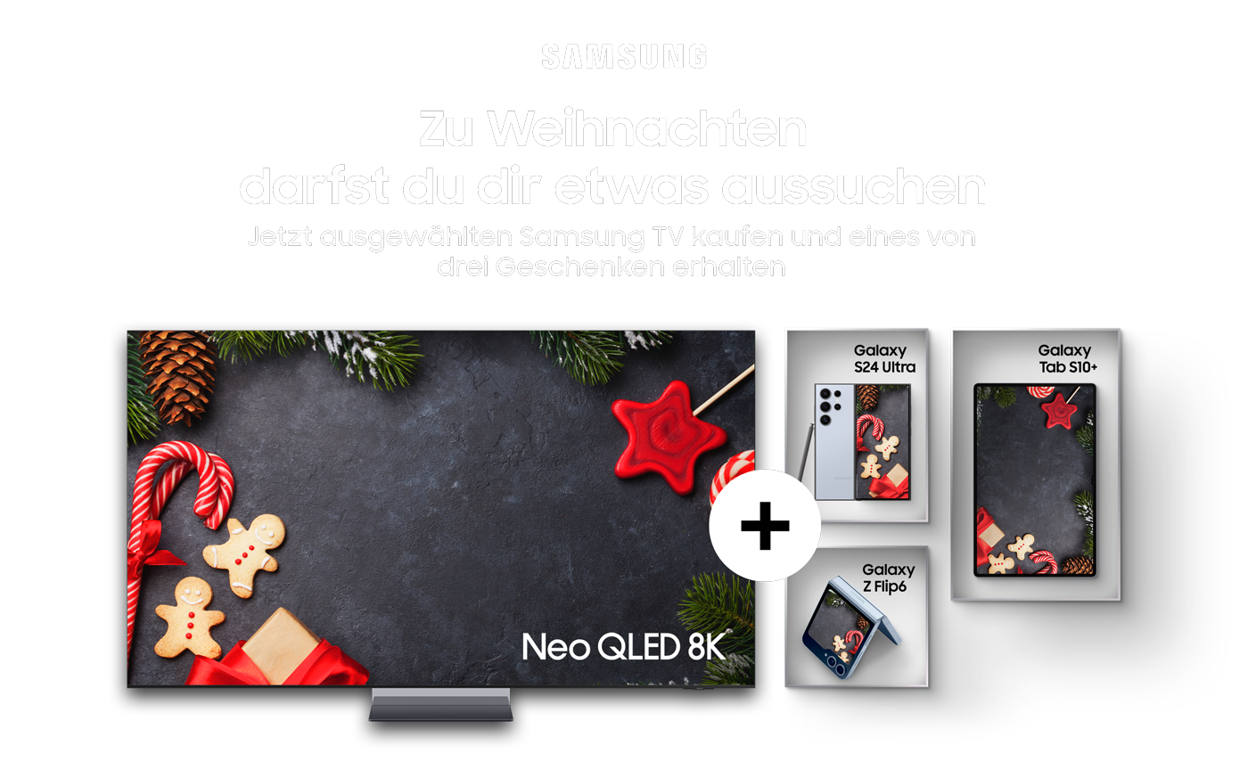 Jetzt einen ausgewählten 2024 Neo QLED, OLED, 98 Zoll TV oder The Frame kaufen und ein hochwertiges Geschenk auswählen.