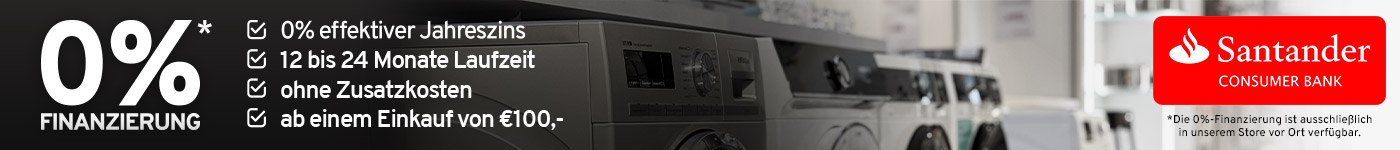 Nutzen Sie die 0%-Finanzierung für Einkäufe, die zwischen dem 01.11.2025 und dem 31.12.2025 getätigt werden.