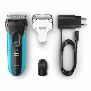 Braun Personal Care 3040s wet&dry Herrenrasierer Series 3 Blau 113010  LED Akku-& Reinigungsstatusanzeige