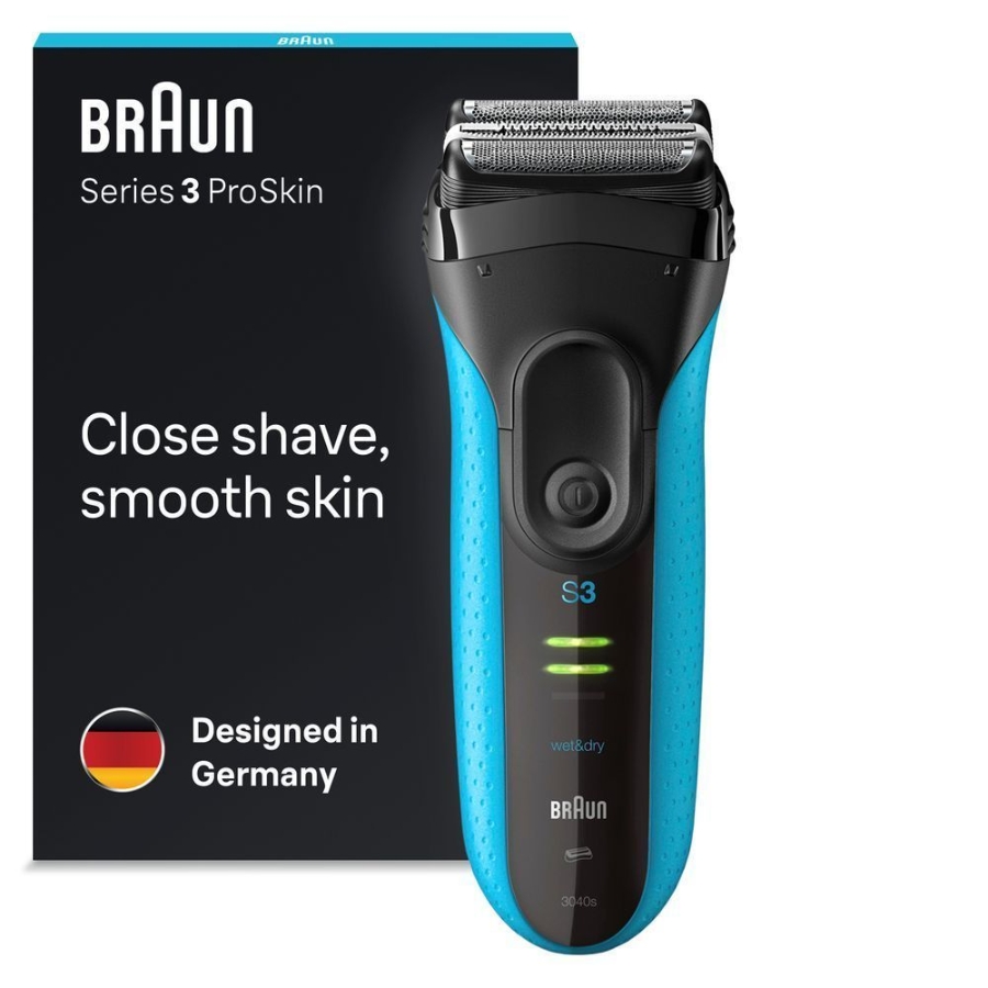 Braun Personal Care 3040s wet&dry Herrenrasierer Series 3 Blau 113010  LED Akku-& Reinigungsstatusanzeige