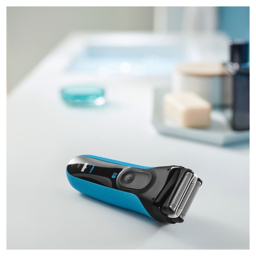 Braun Personal Care 3040s wet&dry Herrenrasierer Series 3 Blau 113010  LED Akku-& Reinigungsstatusanzeige