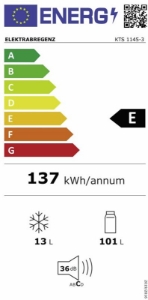 Elektrabregenz KTS1145-3 Tisch-Kühlschrank unterbaufähig 