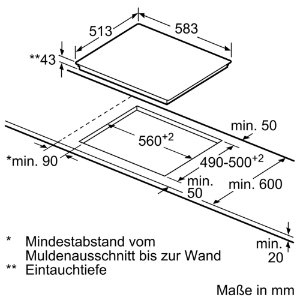 Siemens EA645GN17 iQ300, Elektrokochfeld, 60cm herdgesteuert, Schwarz, Mit Rahmen aufliegend