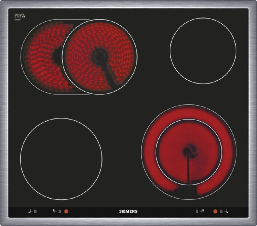 Siemens EA645GN17 iQ300, Elektrokochfeld, 60cm herdgesteuert, Schwarz, Mit Rahmen aufliegend