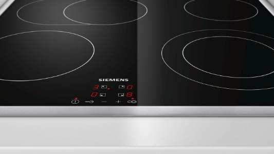 Siemens ET645HN17E Edelstahl Kochfeld 60 cm Kochstelle, Glaskeramik Flachrahmen-Design  Glaskeramik
