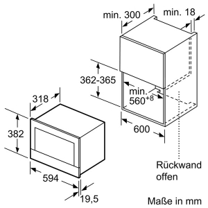 Bosch BER634GS1 Mikrowelle Einbau Schwarz/Edelstahl 60cm LED-Innenbeleuchtung 