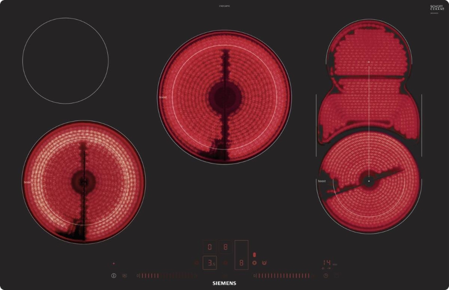 Siemens ET801LMP1D Einbau Kochfeld Glaskeramik 80 cm Edelstahl Dual LightSlider-Bedienung Autark