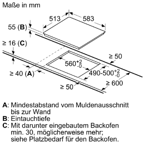 Siemens EX645LYC1E Induktions-Kochstelle Glaskeramik Edelstahl 60cm Einbaumaße: 560 mm x 490 mm