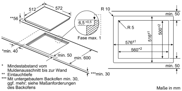 Siemens EX601LXC1E  Einbau varioInduktion Kochfeld 60 cm Glaskeramik 2 varioInduktions-Kochzonen