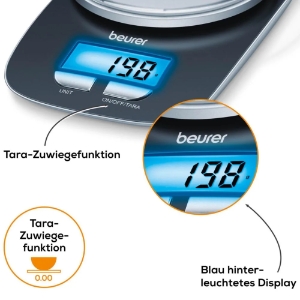Beurer KS25 Küchenwaage mit Wiegeschüssel 70415 