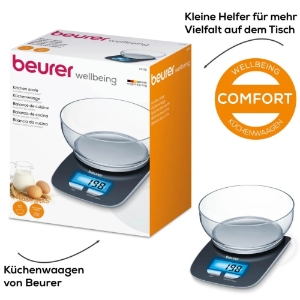 Beurer KS25 Küchenwaage mit Wiegeschüssel 70415 