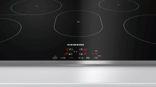 Siemens EH845BFB1E Induktionskochfeld Glaskeramik Edelstahl 80 cm quickStart, reStart, 17 Leistungs-Stufen