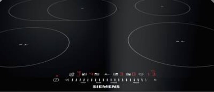 Siemens EH675FFC1E Induktions-Kochstelle Glaskeramik 60 cm Edelstahl 4 Induktions-Kochzonen, Bräterzone, touchSlider-Bedienung