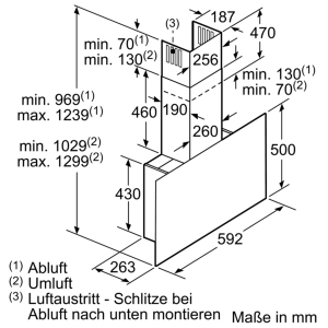 Siemens LC67FQP60 Kamin Dunstabzughaube 60 cm EEK A Schwarz mit Glasschirm Vertikal Esse 