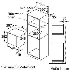 Bosch BFL524MB0 Einbau-Mikrowellengerät Vulkan Schwarz  60 cm 