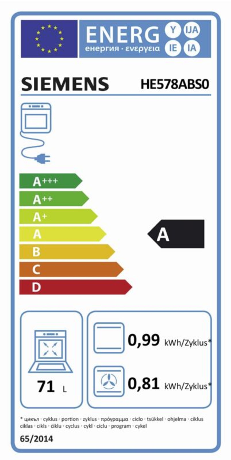 Siemens HE578ABS0 Edelstahl Einbauherd Pyrolyse ohne Ceranplatte 