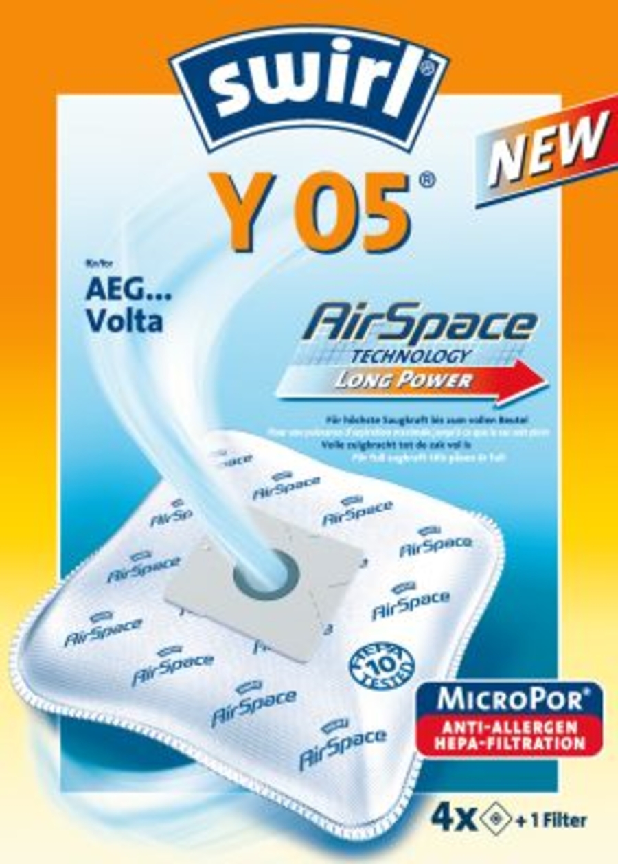 Swirl Y05 AirSpace Staubbeutel Weiss-Silber 
