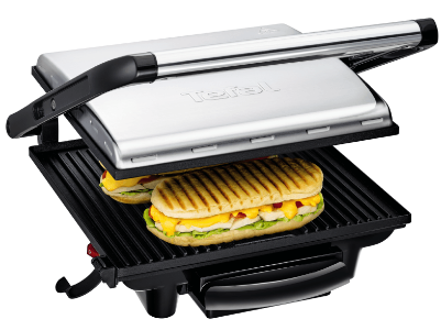 Tefal GC241D Kontaktgrill Inicio Edelstahl-Schwarz 