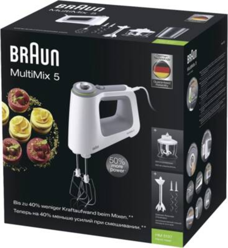 Braun Domestic Home HM 5137 WH MultiMix 5 Handmixer 750 W, Weiß