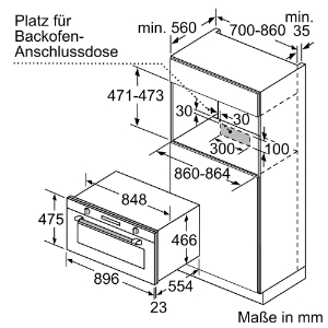 Siemens VB558C0S0 iQ500, Einbau-Backofen Gerätemaße (HxBxT): 475 x 896 x 572 mm