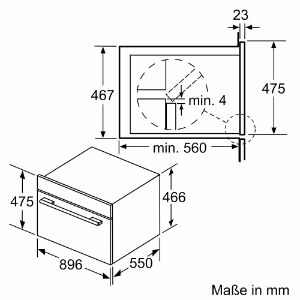 Siemens VB558C0S0 iQ500, Einbau-Backofen Gerätemaße (HxBxT): 475 x 896 x 572 mm