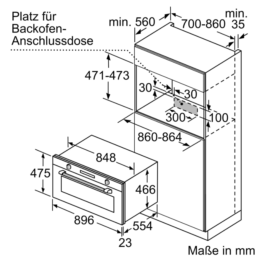 Siemens VB558C0S0 iQ500, Einbau-Backofen Gerätemaße (HxBxT): 475 x 896 x 572 mm