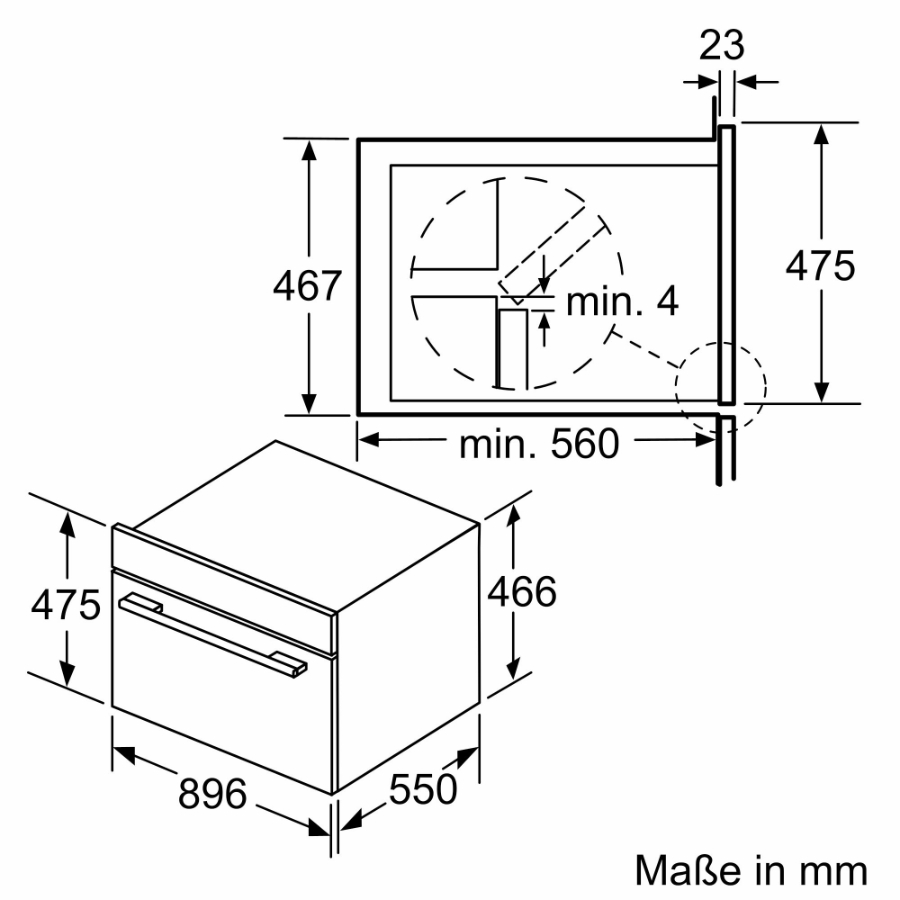 Siemens VB558C0S0 iQ500, Einbau-Backofen Gerätemaße (HxBxT): 475 x 896 x 572 mm
