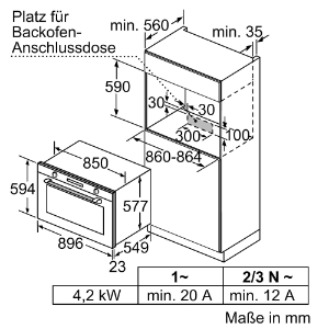 Siemens VB578D0S0 iQ500, Einbau-Backofen Gerätemaße (HxBxT): 594 x 896 x 570 mm