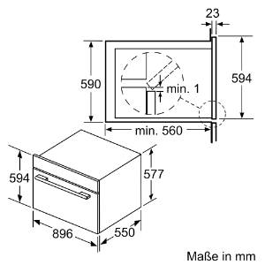 Siemens VB578D0S0 iQ500, Einbau-Backofen Gerätemaße (HxBxT): 594 x 896 x 570 mm