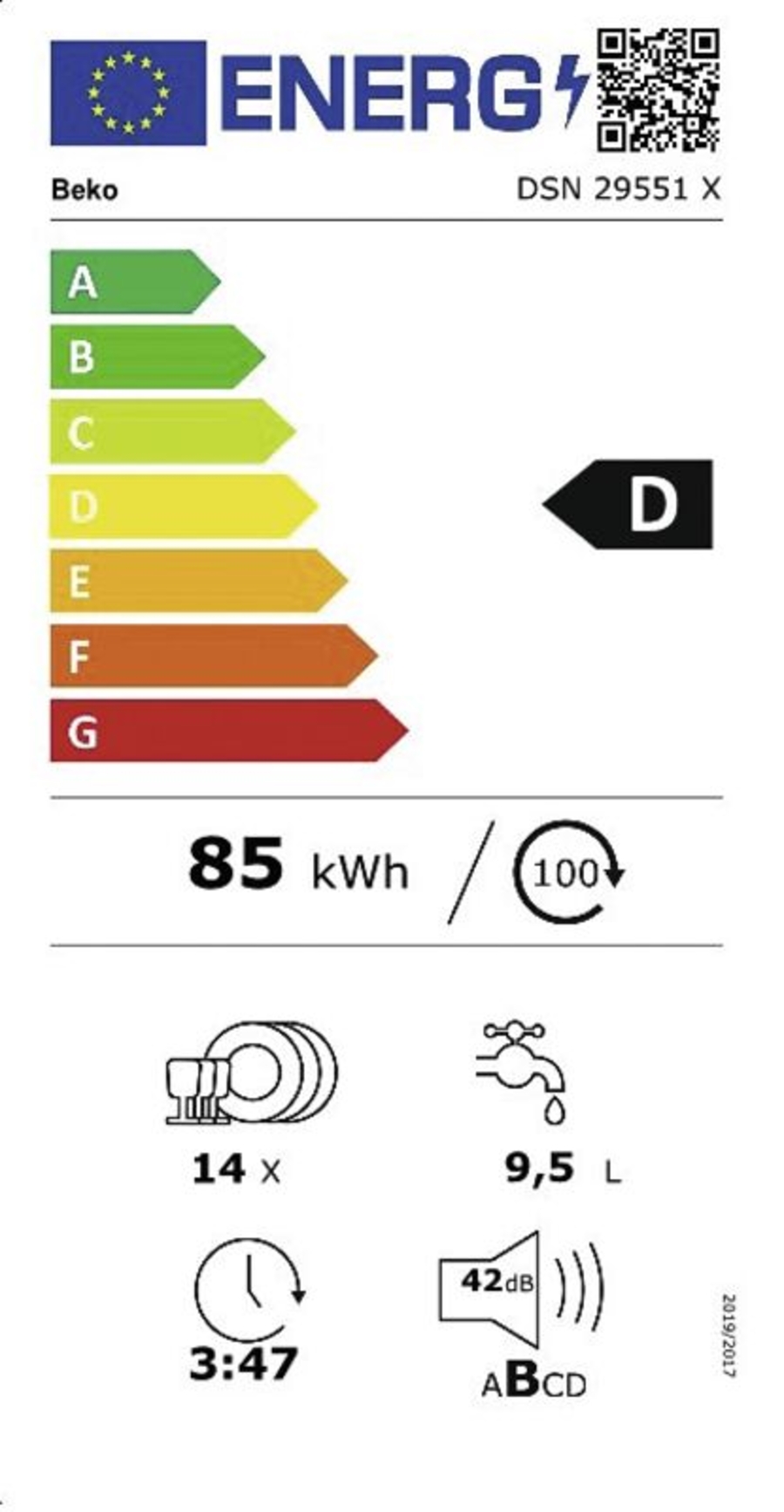 Beko DSN29551X Geschirrspüler Einbau teilintegriert 60 cm  mit Besteckschublade