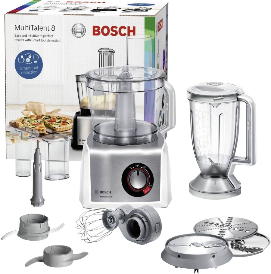 Bosch MC812S814 Kompakt-Küchenmaschine 1250 WattGehäusefarbe weiß / Edelstahl gebürstet