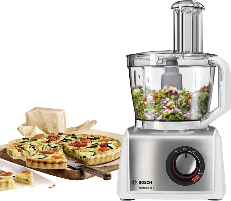 Bosch MC812S814 Kompakt-Küchenmaschine 1250 WattGehäusefarbe weiß / Edelstahl gebürstet