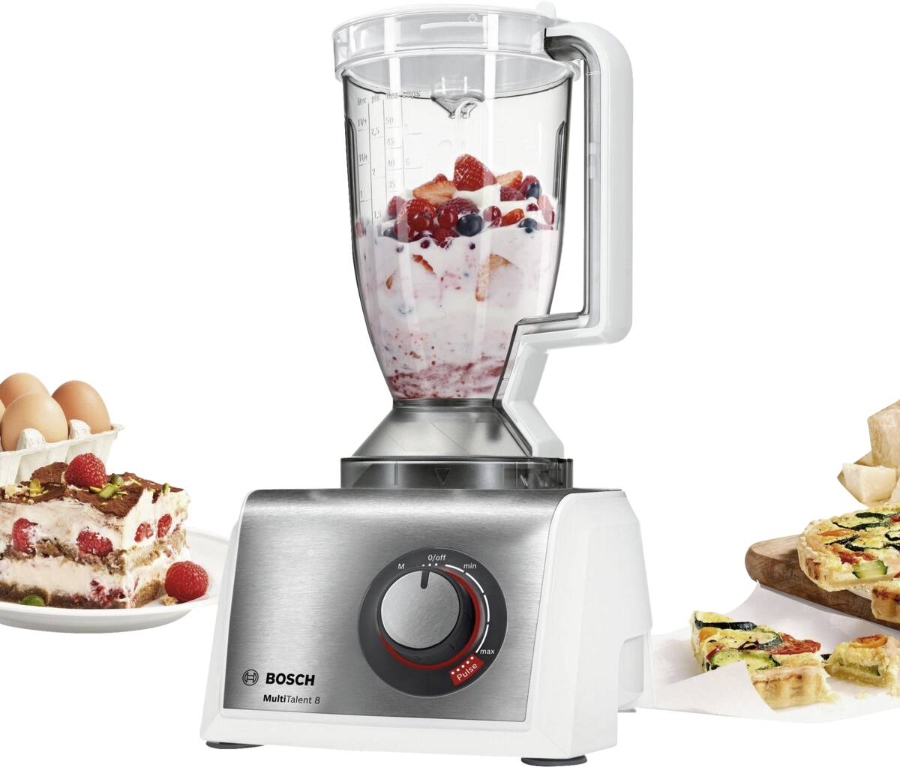 Bosch MC812S814 Kompakt-Küchenmaschine 1250 WattGehäusefarbe weiß / Edelstahl gebürstet