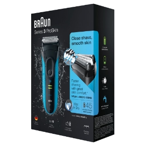Braun Personal Care Series 3 3045s ProSkin Elektrorasierer Wet&Dry, blau, wiederaufladbar 