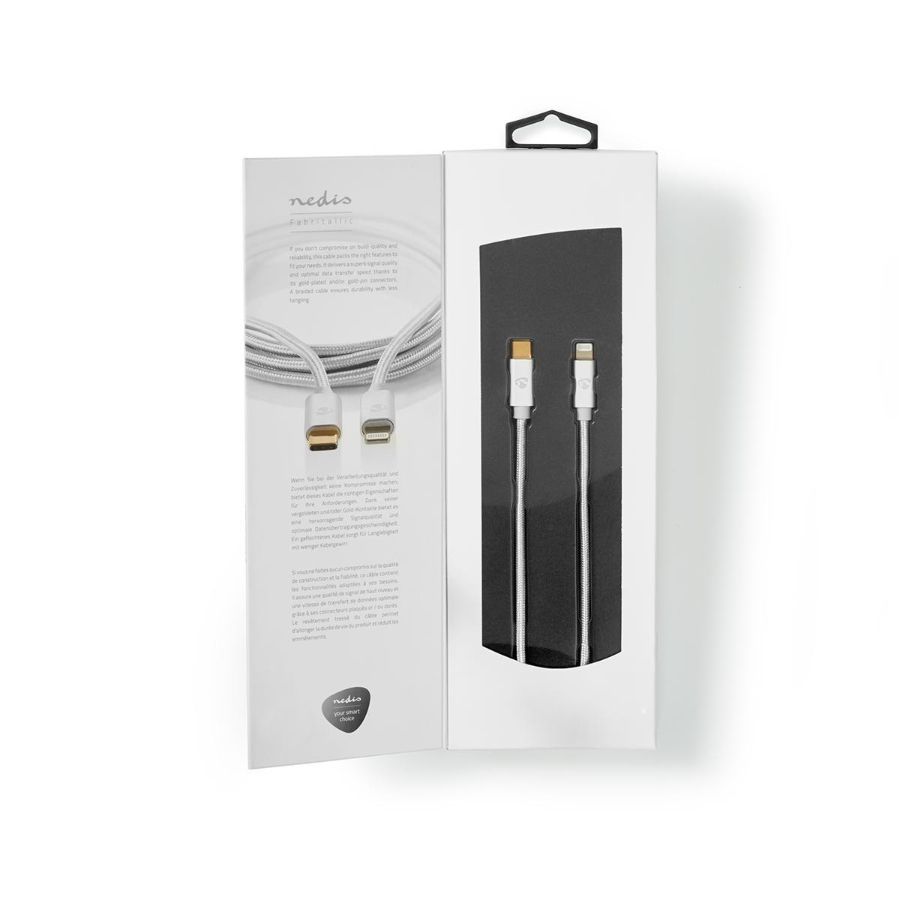 Nedis CCTB39650AL10 Apple Lightning-Kabel | Lightning-Stecker 8-polig – USB-C | 1,0 m | Aluminium
