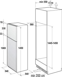 Gorenje RFI4152P1 Kühl-Gefrierkombination Einbau  144cm Nische
