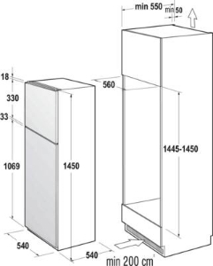 Gorenje RFI4152P1 Kühl-Gefrierkombination Einbau  144cm Nische